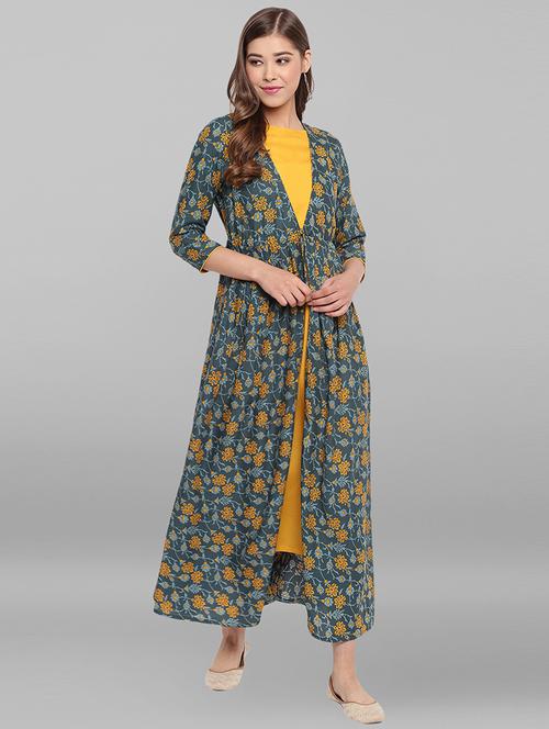 floral print a-line ethnic dress - 17246623 - Very Small Image - 1
