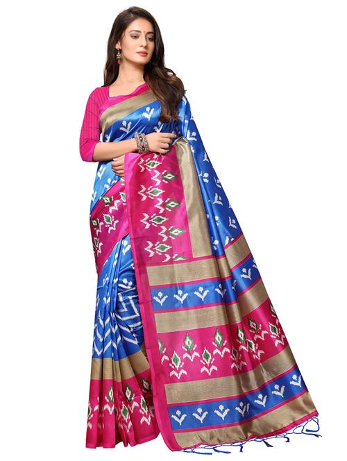 ikat printed saree with blouse - 17246709 - Very Small Image - 1