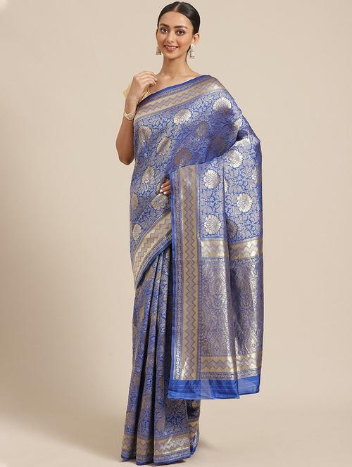 self design woven saree with blouse - 17247628 - Very Small Image - 1