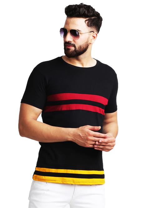 black color block cut & sew t-shirt - 17252023 - Very Small Image - 1
