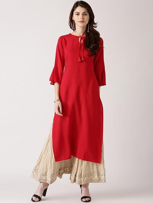 solid straight kurta - 17252092 - Very Small Image - 1