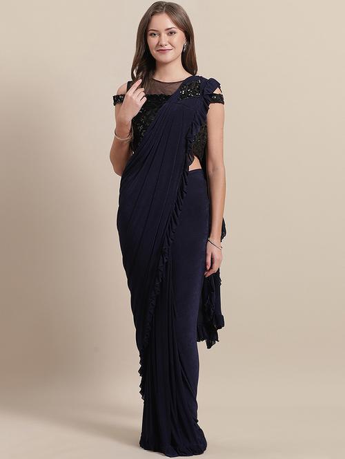 ruffle draped saree with blouse - 17256348 - Very Small Image - 1