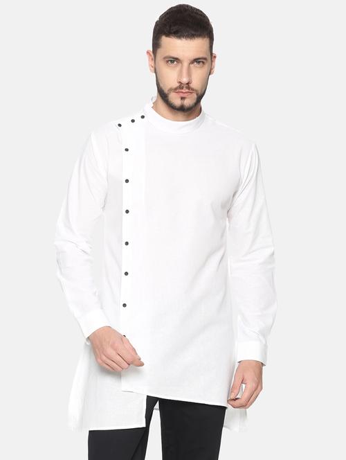 white solid asymmetric kurta - 17257605 - Very Small Image - 1