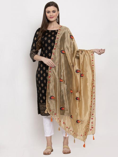 beige silk dupatta - 17258025 - Very Small Image - 1