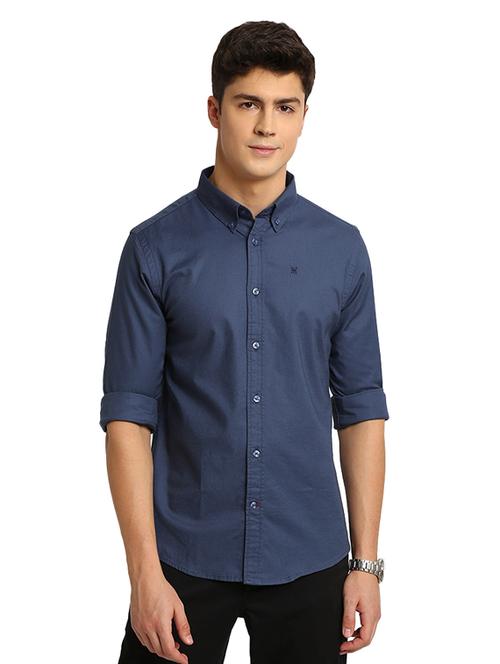 blue solid casual shirt - 17258161 - Very Small Image - 1