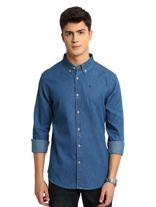 blue solid casual shirt - 17258169 - Very Small Image - 1