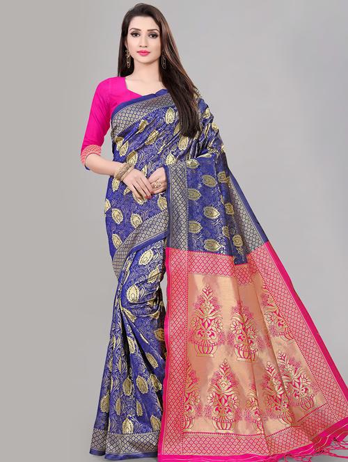 self design jacquard work banarasi saree with blouse - 17258192 - Very Small Image - 1