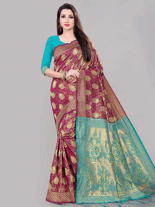 self design jacquard work banarasi saree - 17258194 - Very Small Image - 1