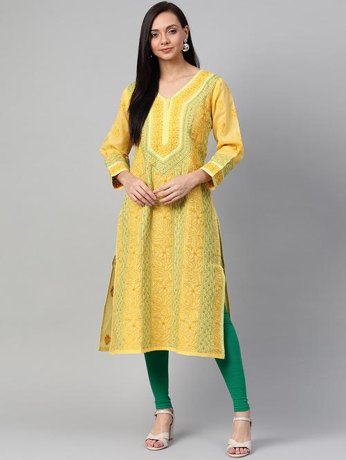 chikankari straight kurta - 17258779 - Very Small Image - 1