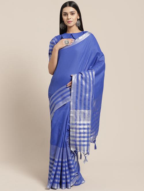 solid plain saree with blouse - 17259024 - Very Small Image - 1