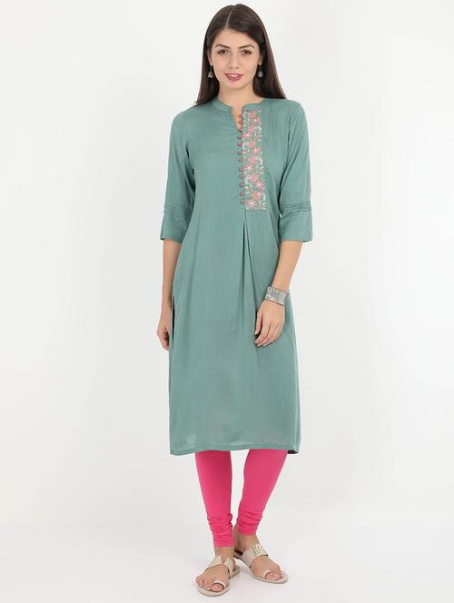 embroidered straight kurta - 17260223 - Very Small Image - 1