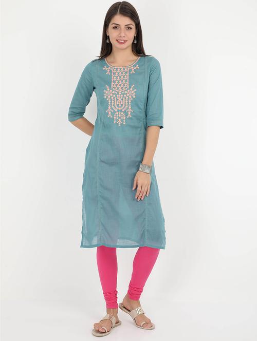 embroidered straight kurta - 17260241 - Very Small Image - 1