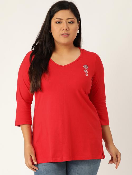 women's straight v neck top - 17260299 - Very Small Image - 1