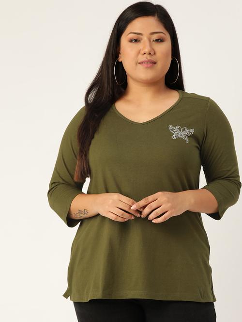 women's straight v neck top - 17260304 - Very Small Image - 1