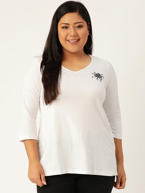 women's straight v neck top - 17260305 - Very Small Image - 1