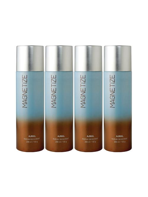 ajmal magnetize deodorant  pack of 4 deodorant 200ml each (total 800ml) for unisex+ 4 parfum testers - 17261989 - Very Small Image - 1