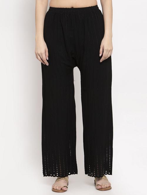 black solid flared palazzo  - 17262073 - Very Small Image - 1