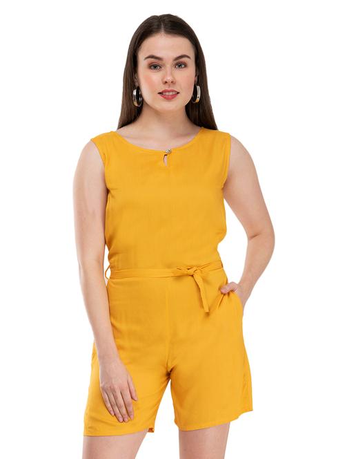 yellow rayon romper jumpsuit - 17263107 - Very Small Image - 1