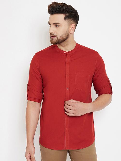 red solid casual shirt - 17263502 - Very Small Image - 1