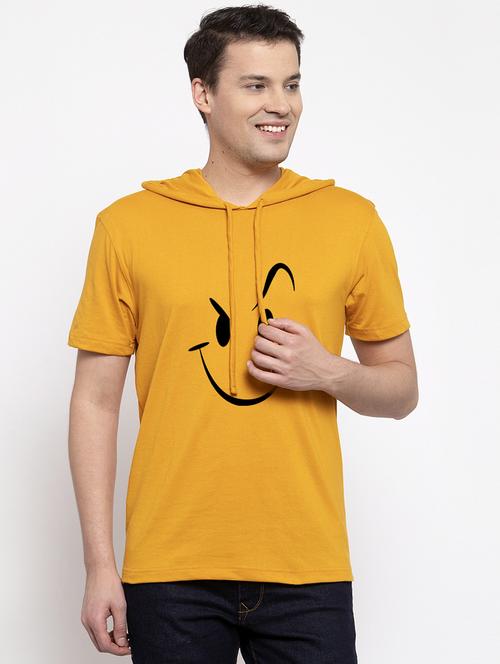 mustard chest print t-shirt - 17263758 - Very Small Image - 1