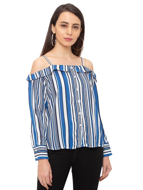 cold shoulder striped shirt  - 17264134 - Very Small Image - 1