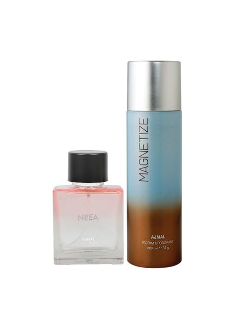 ajmal neea edp for women 100ml & magnetize  deodorant for men & women 200ml  pack of 2 (total 300ml) + 4 parfum testers - 17265753 - Very Small Image - 1