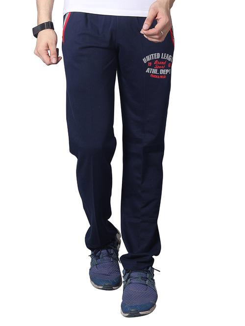 navy blue printed full length track pant - 17266047 - Very Small Image - 1