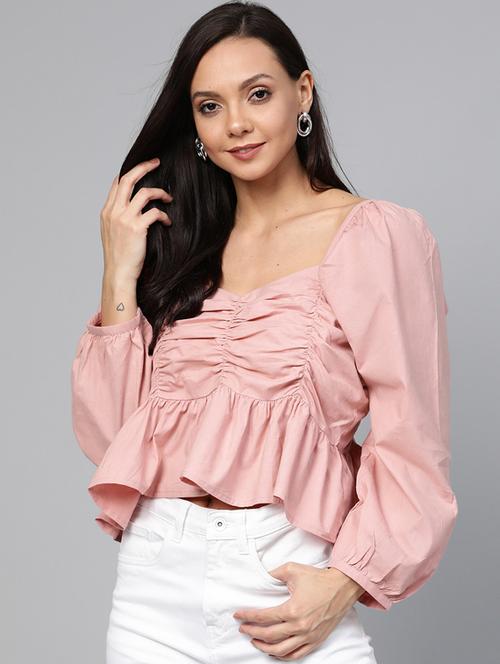 women's crop square neck top - 17266449 - Very Small Image - 1