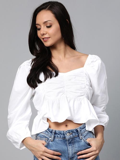 women's crop square neck top - 17266451 - Very Small Image - 1