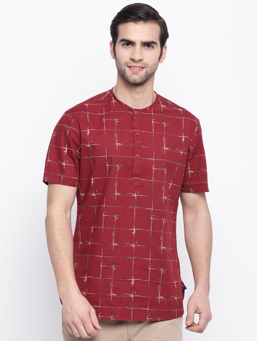 red checkered short kurta - 17267136 - Very Small Image - 1