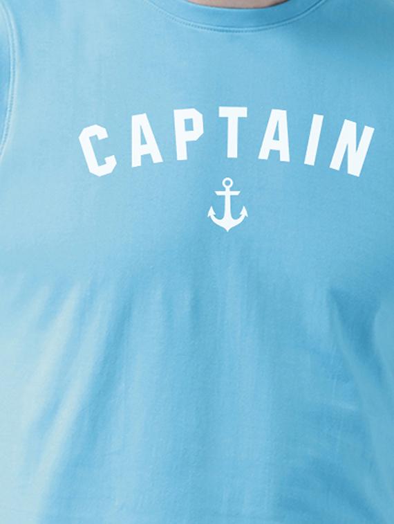 light blue chest print t-shirt - 17267475 - Standard Image - 4