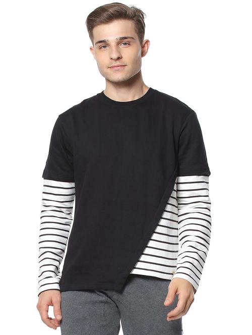 black striped cut & sew t-shirt - 17267656 - Very Small Image - 1