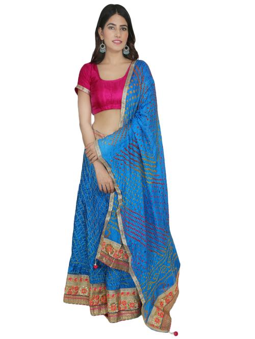 bandhani print flared lehenga - 17268400 - Very Small Image - 1