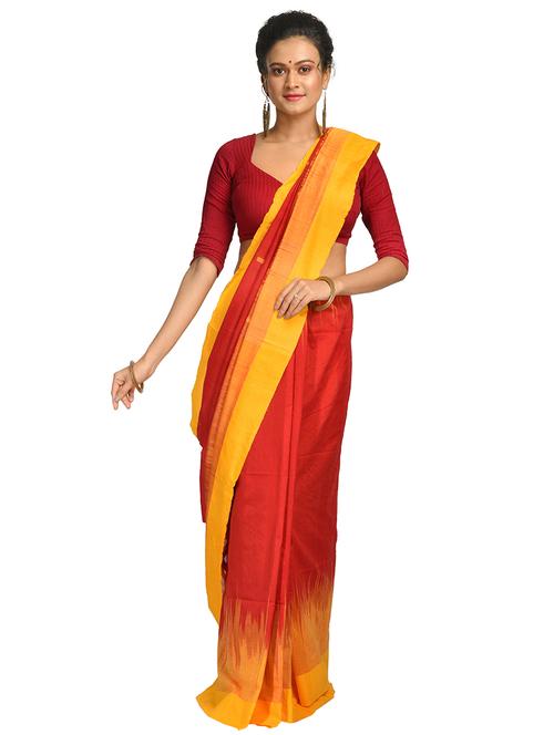 self design handloom saree with blouse - 17268432 - Very Small Image - 1
