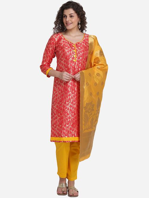 embroidered churidaar unstitched suit - 17268816 - Very Small Image - 1