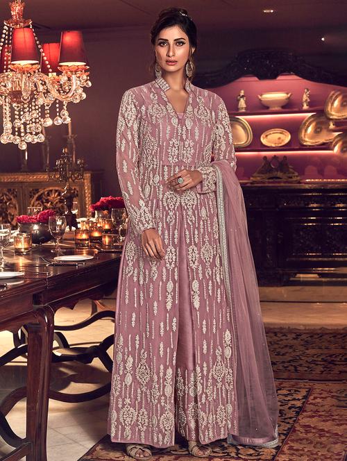 embroidered anarkali semi-stitched suit - 17269520 - Very Small Image - 1