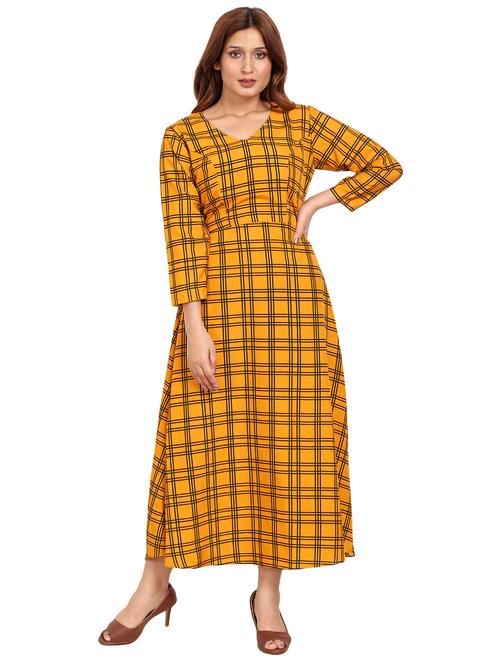 checkered a-line ethnic dress - 17269590 - Very Small Image - 1