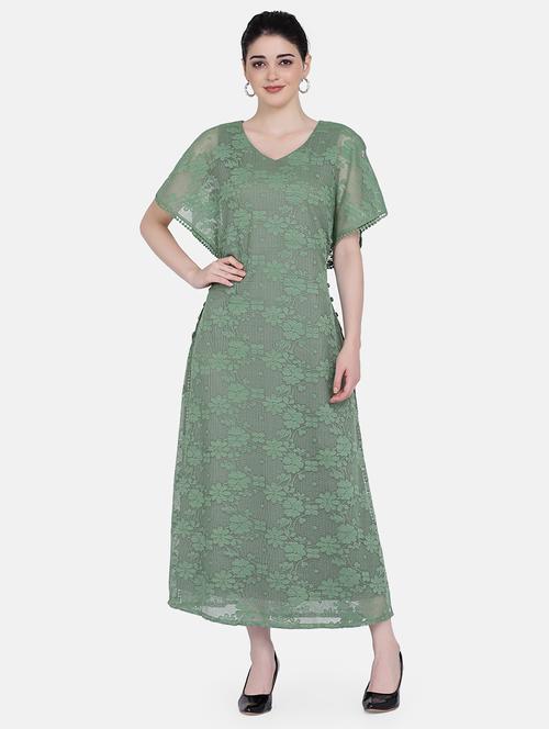 v-neck lace maxi dress - 17272445 - Very Small Image - 1