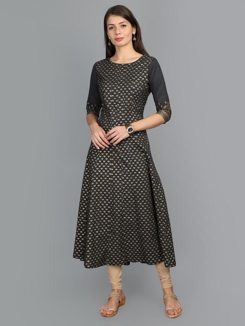 foil print anarkali kurta - 17273452 - Very Small Image - 1