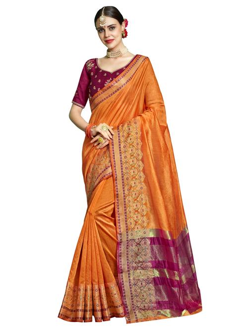 self design jacquard work woven saree with blouse - 17274047 - Very Small Image - 1