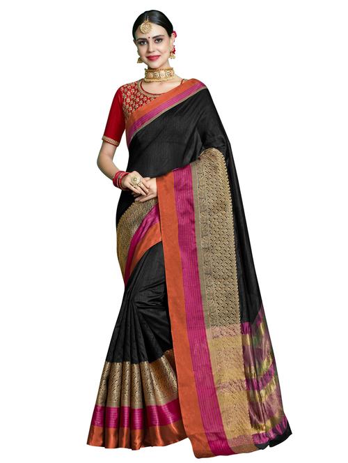 self design jacquard work woven saree with blouse - 17274052 - Very Small Image - 1