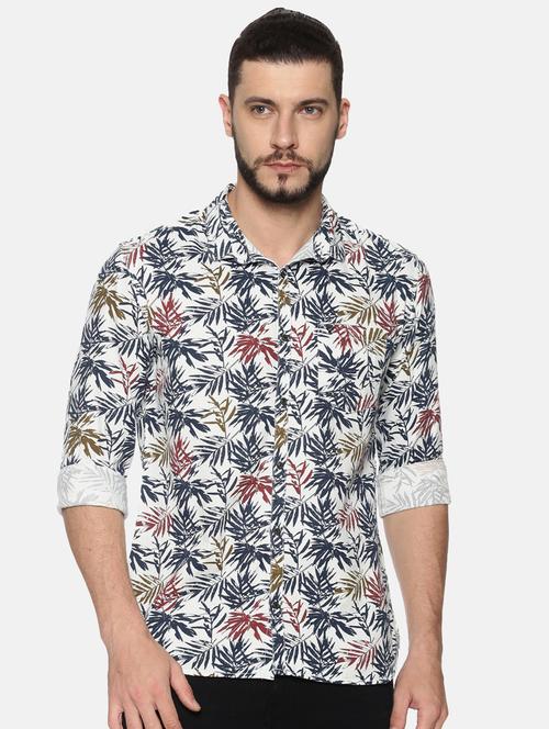 mens leaf print casual shirt - 17274387 - Very Small Image - 1