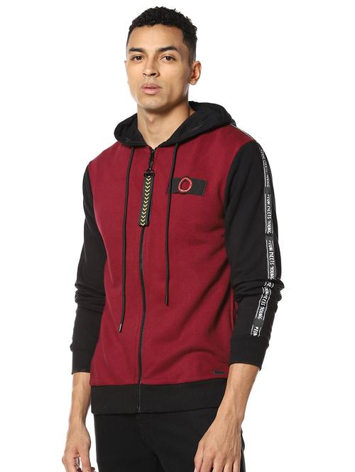 maroon color block taped sweatshirt - 17274717 - Very Small Image - 1