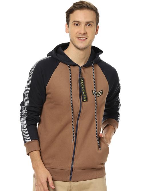 brown color block raglan sweatshirt - 17274747 - Very Small Image - 1
