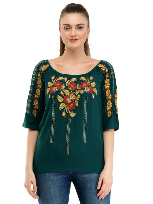 embroidered regular top - 17274778 - Very Small Image - 1