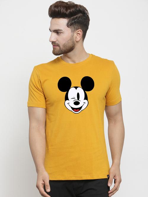 mustard chest print t-shirt - 17275138 - Very Small Image - 1