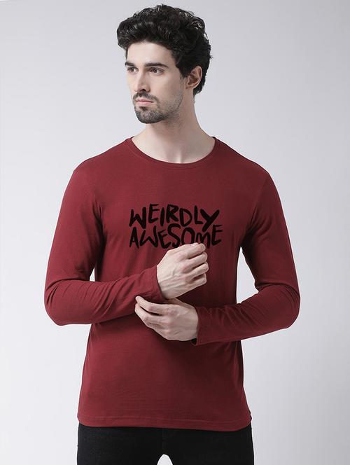 maroon chest print t-shirt - 17275180 - Very Small Image - 1