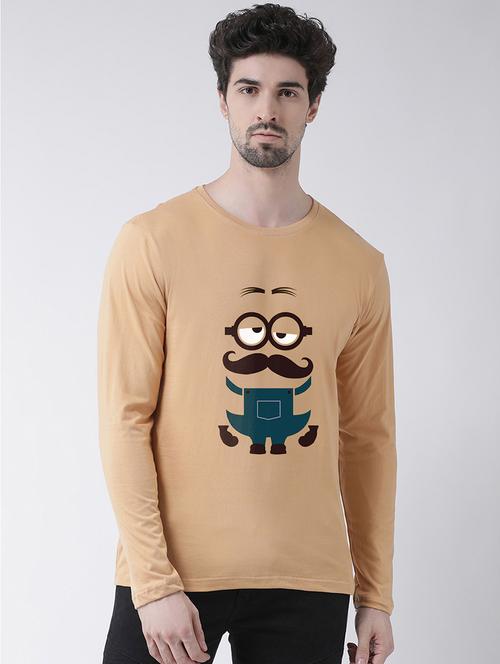 beige chest print t-shirt - 17275189 - Very Small Image - 1