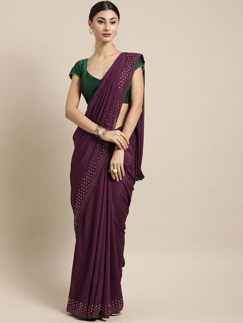 solid plain saree - 17275345 - Very Small Image - 1