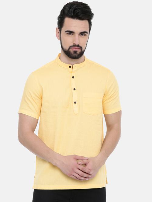 yellow solid short kurta - 17275620 - Very Small Image - 1